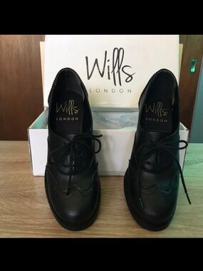 Vegan Leather Heeled Brogue Oxfords